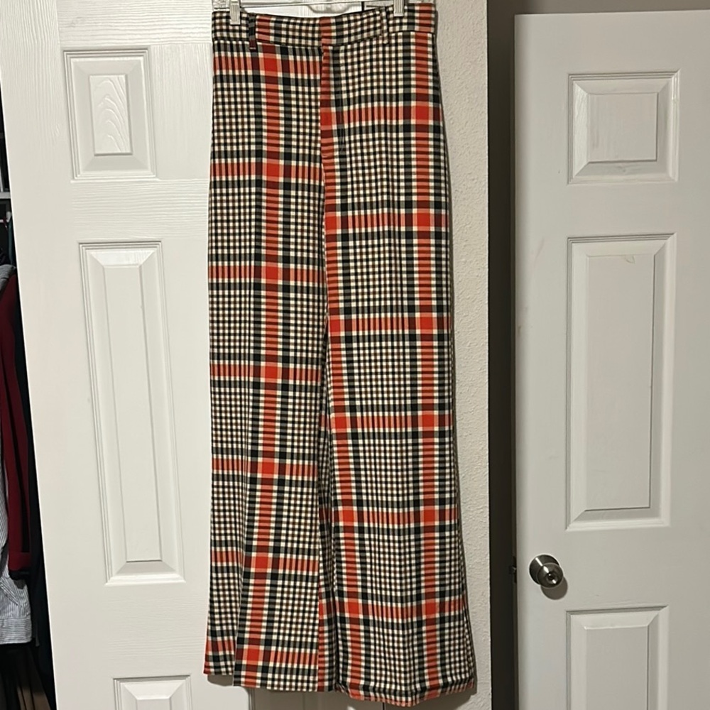 SAMPLE FROM SHOOT: Free People Jules Plaid High Waisted No Stretch Wide Flare NT